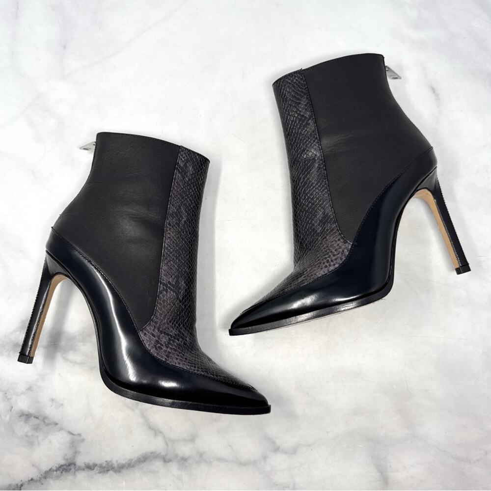 DIESEL D Ipper Snakeskin Patent Leather Zipper Stiletto Heel Pointed Toe Boot 39